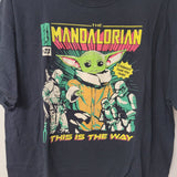 Star Wars Mandalorian Yoda Tee Shirt Mens XL Cotton Black Comic No 23 Graphic
