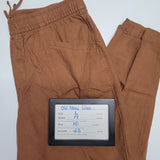 Old Navy Linen Pants Drawstring Brown Womens Large Pockets Casual Beach