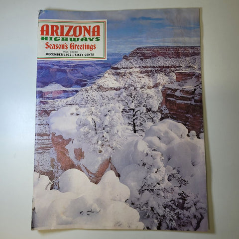Arizona Highways December 1972 Holiday Seasons Greetings Christmas Snow Cactus
