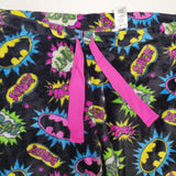 Bat Girl Pajama Pants Black Pink Boom Super Hero 8 10 Drawstring Waist Fluffy