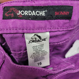 Jordache Pants Pink Purple Bright Girls 16 Skinny Colorful Solid