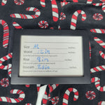 Candy Cane Leggings Fleece Soft Warm Black Red Christmas Holiday Girls Medium
