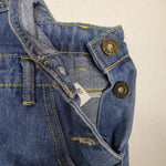 Overall Shorts Jean Denim Distressed Womens Small 4 6 Blue Button Sides Pockets