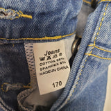 Overall Shorts Jean Denim Distressed Womens Small 4 6 Blue Button Sides Pockets