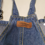 Overall Shorts Jean Denim Distressed Womens Small 4 6 Blue Button Sides Pockets