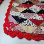 Handmade Hotpads Lace Doily Edge Sewn Pair Red Black 7 x 5.5 Inches Grannycore