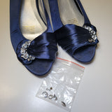 Beacon Fashion Heels Shoes Satin Blue 2 Inch Wedding Mother Bride Groom Womens 8