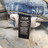 Celebrity Pink Rebel Distressed Denim Light Wash Shorts Womens 7/28 Raw Hem