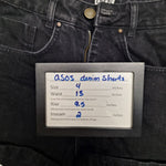 ASOS Black denim shorts womens size 4 high rise rolled hem cotton