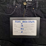 ASOS Black denim shorts womens size 4 high rise rolled hem cotton