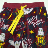 Harry Potter Pants Womens Medium Red Wizard Hogwarts Owl Hedwig Fuzzy Pajama