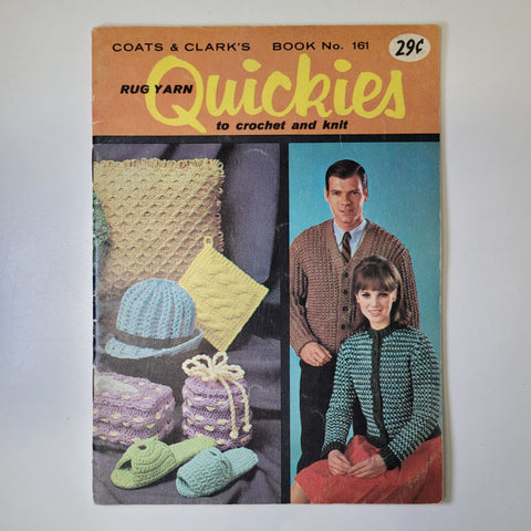 Coats Clarks Book 161 Rug Yarn Quickies Crochet Knit Vintage 1960s Mid Century