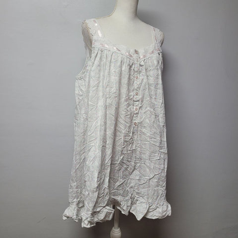 Eileen West Nightgown Sleeveless Lace Buttons Cotton Womens XL Pajama Loungewear
