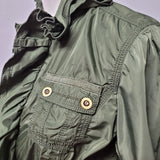 White House Black Market Ruffle Jacket Zip Pocket Green Womens Small Lightweight