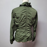 White House Black Market Ruffle Jacket Zip Pocket Green Womens Small Lightweight