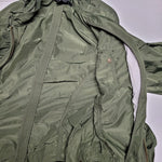 White House Black Market Ruffle Jacket Zip Pocket Green Womens Small Lightweight