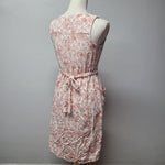 Monteau Dress Pink Floral A Line Belted Elastic Waist Button Front Womens XS