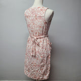 Monteau Dress Pink Floral A Line Belted Elastic Waist Button Front Womens XS