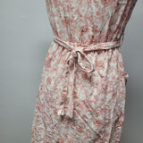 Monteau Dress Pink Floral A Line Belted Elastic Waist Button Front Womens XS