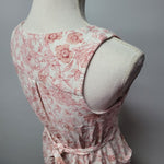 Monteau Dress Pink Floral A Line Belted Elastic Waist Button Front Womens XS