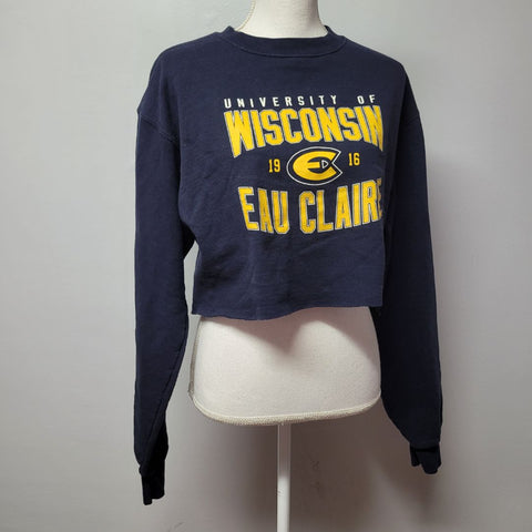 Wisconsin Eau Clair University Blue Yellow Cropped Sweatshirt Womems Med College