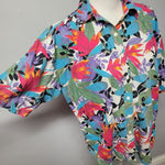 Woolrich Woman Floral Shirt Button Down Medium Vibtage Collared Short Sleeve