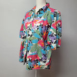Woolrich Woman Floral Shirt Button Down Medium Vibtage Collared Short Sleeve