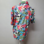 Woolrich Woman Floral Shirt Button Down Medium Vibtage Collared Short Sleeve