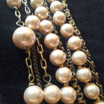 Talbots Multi Layer Strand Faux Pearl Necklace Bronze Chain Statement 22 Inch