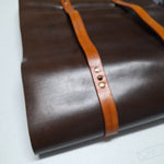 Leather Wood Carrier Holder Embossed Design Dual Handles Deer Cabin Rustic 17 x 40 Inches