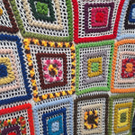Handmade Crochet Granny Square Blanket Multicolor 60 X 38 Cozy Throw Couch Chair
