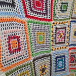 Handmade Crochet Granny Square Blanket Multicolor 60 X 38 Cozy Throw Couch Chair