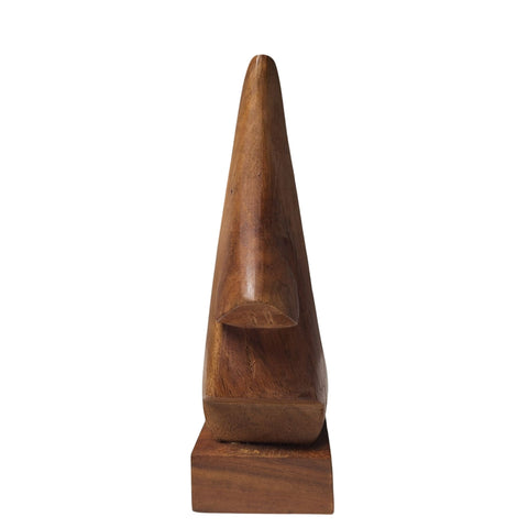 Hand Carved Wooden Abstract Face Sculpture Geometric Artisan Craft Natural Wood Decor Desk Office