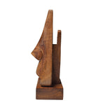 Hand Carved Wooden Abstract Face Sculpture Geometric Artisan Craft Natural Wood Decor Desk Office