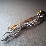 Rhinestone Greyhound Brooch Pin Whippet Jewelry Gold Silver Two Tone Vintage Costume