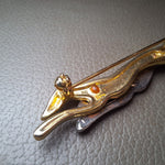 Rhinestone Greyhound Brooch Pin Whippet Jewelry Gold Silver Two Tone Vintage Costume