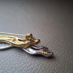 Rhinestone Greyhound Brooch Pin Whippet Jewelry Gold Silver Two Tone Vintage Costume