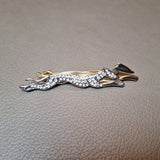 Rhinestone Greyhound Brooch Pin Whippet Jewelry Gold Silver Two Tone Vintage Costume