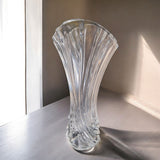 Clear Crystal Glass Swirl Design Fluted Vase 10 Inch Swirl