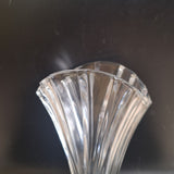 Clear Crystal Glass Swirl Design Fluted Vase 10 Inch Swirl