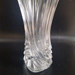 Clear Crystal Glass Swirl Design Fluted Vase 10 Inch Swirl