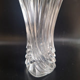 Clear Crystal Glass Swirl Design Fluted Vase 10 Inch Swirl