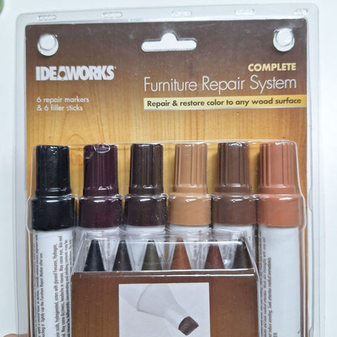 Ideaworks Complete Furniture Repair System 6 Markers 6 Filler Sticks 12 Pack