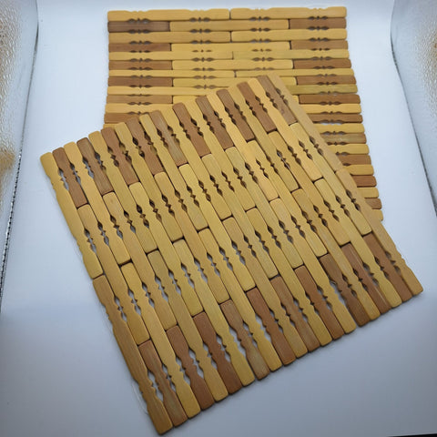 Two Handcrafted Bamboo Trivets Natural Brown Tones 8 Inch Dining Table Decor