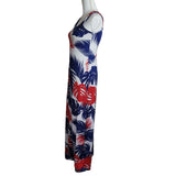 Lularoe Maxi Dress Long Patriotic Palm Leaves Summer Sleeveless Womens XS