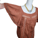Old Navy Blouse Button Front Brown Flowy Sleeves Womens Large