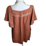 Old Navy Blouse Button Front Brown Flowy Sleeves Womens Large