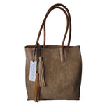 Emperia Tote Shoulder Bag Purse Brown Vegan Faux Leather Zipper with Tags