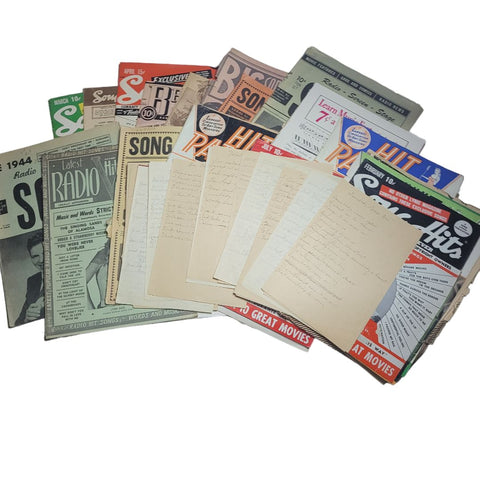 Lot of Vintage Lyric Magazines 1940s Paper Music Ephemera Scrapbook Junk Journal