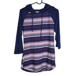 Ultra Flirt Lightweight Hooded Shirt Stripes Blue Purple Juniors Large